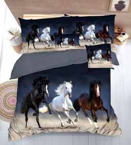 Lenjerie de pat 3D Cai, 7 piese