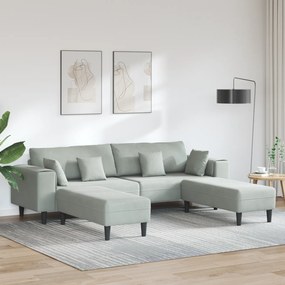 vidaXL Canapea din catifea cu pernă cu pernă 3 pcs Gri deschis 208 cm Catifea