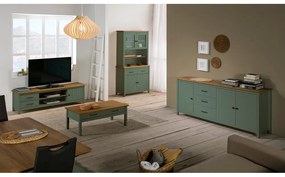 Comodă verde/în culoare naturală joasă din lemn masiv de pin 190x80 cm Miranda – Marckeric