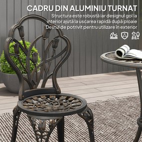 Outsunny Set de Gradina 3 Piese din Aluminiu cu 2 Scaune | Aosom Romania
