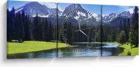Tablou - vâfurile montane înzăpezite (cu ceas) (90x30 cm)