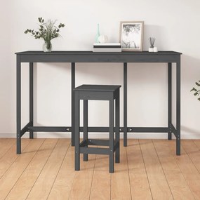 822164 vidaXL Masă de bar, gri, 180x80x110 cm, lemn masiv de pin