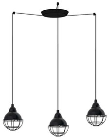 Lustra cu 3 Pendule design industrial Claire negru