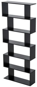 Homcom Librarie Design Modern in Lemn cu 6 Rafturi, Negru, 80x23x192cm