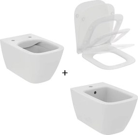 Set vas WC suspendat Ideal Standard I.life B alb cu bideu si capac slim softclose