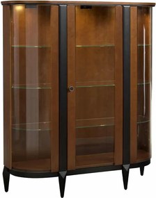 Vitrină lemn masiv nuc Elegance II, 120,6 × 43 × 146,1 cm
