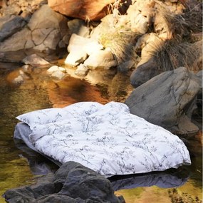 Lenjerie de pat albă-gri din bumbac ranforcé pentru pat dublu, extinsă 240x220 cm White Floral – Mila Home Luxury