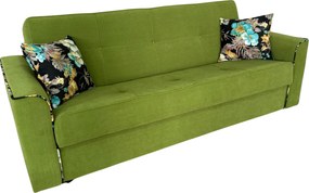 Canapea VERA extensibila, 3 locuri, lada de depozitare, stofa verde masliniu, 225x90x90 Verde masliniu, Stofa