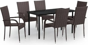 vidaXL Set mobilier de grădină, 7 piese, maro și negru