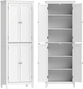 HOMCOM Dulap De Baie Slim Cu 2 Uși, Rafturi Reglabile, MDF, Metal, 60x30x170 cm, Alb | Aosom Romania
