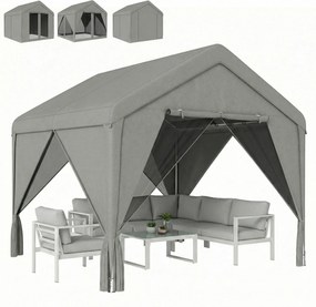 Outsunny Tonelă de grădină pavilion de grădină impermeabil structură robustă din oțel galvanizat cu acoperiș în două ape 3x3m gri | Aosom Romania