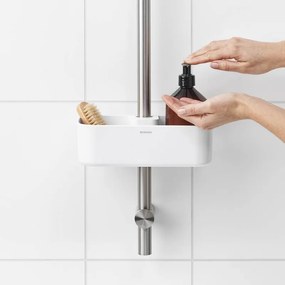 Organizator de duș Brabantia ReNew 1004187, 7.5x13.3x24.4 cm, Fund cu găuri de apă, Rezistent la coroziune, Alb