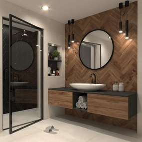 Oglindă Grace Round Mirror 80cm – Negru