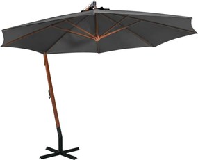 vidaXL Umbrelă în consolă cu stâlp, antracit, 3,5x2,9 m, lemn de brad