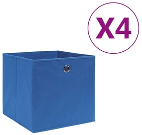 vidaXL Cutii depozitare, 4 buc., albastru, 28x28x28 cm, textil nețesut