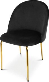 Scaun bucatarie INCA VELVET din catifea cu picioare aurii, neagra