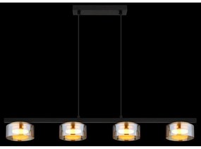 Lustra suspendata din metal negru cu sticla chihlimbar HIGGINS 4L