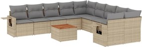 vidaXL Set canapele de grădină, 11 piese, cu perne, bej, poliratan