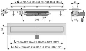 Set rigola de dus cu capac faiantabil, Alcadrain, APZ115 MARBLE LOW 55 cm