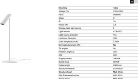 Lampa LED de birou stil minimalist LEO alba