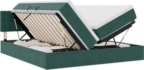 vidaXL Pat cu storage cu saltea cu headboard Verde închis 100 x 200 cm