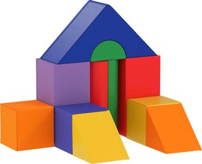 HOMCOM Set de Construcții Moi pentru Copii de 1-3 Ani cu 11 Forme, în PU și EPE, Culori Variate | Aosom Romania