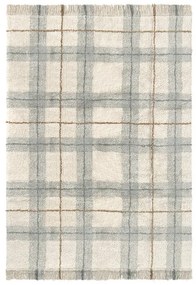 Covor crem-verde salvie lavabil, țesut manual din bumbac 140x190 cm Tartan Blue Sage – Lorena Canals