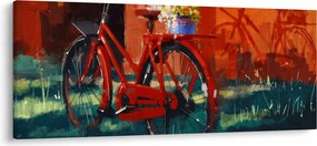 Tablou - Bicicleta roșie, pictură acrilică (120x50 cm)