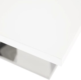 Masă dining, pliabilă, alb luciu extra ridicat / oţel, 160-220x90 cm, PERAK