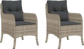 vidaXL Fotolii de grădină cu perne, 2 buc., gri deschis, poliratan