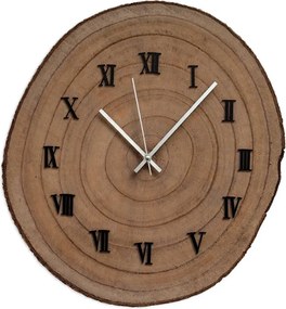 SENTOP | Ceas de perete din lemn cu cifre romane – aspect de lemn natural | KORRO