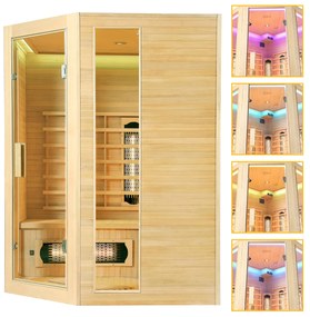 Infračervená sauna/tepelná kabína Nyborg E150V s plným spektrom, panelovými radiátormi a drevom Hemlock