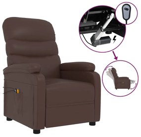 3073679 vidaXL Fotoliu de masaj electric, maro, piele ecologică