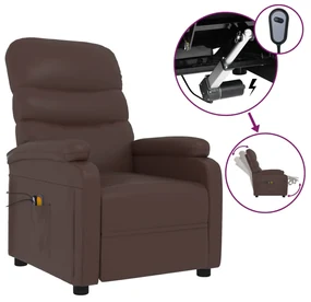 3073679 vidaXL Fotoliu de masaj electric, maro, piele ecologică