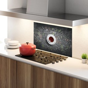 Panou Sticla Bucatarie, 60x100cm, Protectie aragaz, Antistropi, Termorezistent, Alimente, Cafea, Black Board Coffee