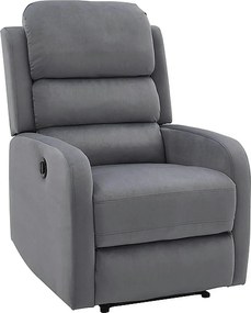 Fotoliu recliner PEGAZ M, gri/negru, stofa catifelata/metal, 64x88/160