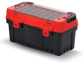 Cutie pentru scule cu maner din aluminiu 54,8 x 27,4 x 28,6 cm, compartimentari, rosu