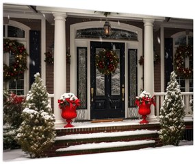 Tablou - Casa decorată de Crăciun (90x60 cm)