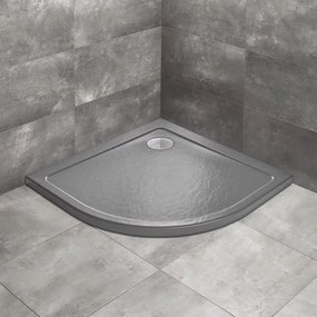 Cadita dus semirotunda Radaway Doros A Stone 80x80 cm acril antracit