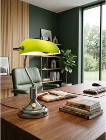 Lampă de masă BRILAGI BANK OFFICE 1xE27/60W/230V crom lucios/verde