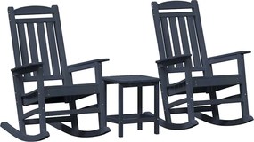 vidaXL Scaun balansoar 3 pcs Bleumarin Polietilenă