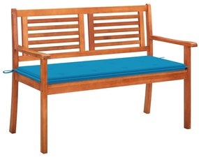 vidaXL Bancă grădină 2 locuri, cu pernă, 120 cm, lemn masiv eucalipt
