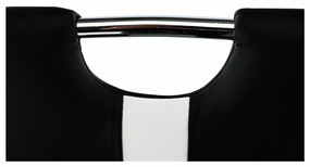 Scaun, negru / alb, piele ecologică / crom, SIGNA
