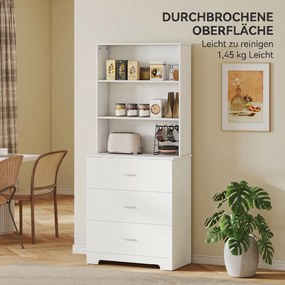 Bibliotecă HOMCOM cu 3 rafturi deschise și 3 sertare, din lemn, 79x39.5x182.2 cm, Alb | Aosom Romania