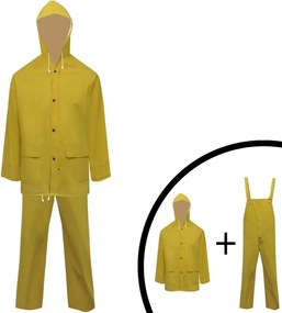 vidaXL Costum de ploaie impermeabil cu glugă, XL, galben, 2 piese