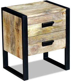 Masa laterala cu 2 sertare din lemn solid de mango, 43x33x51 cm