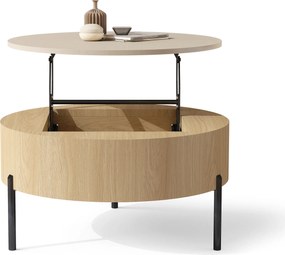 Mazzoni FRIDA Bej (Șampanie) / Stejar Oasis – MĂSUȚĂ DE CAFEA MODERNĂ CU BLAT RABATABIL ȘI SPAȚIU DE DEPOZITARE