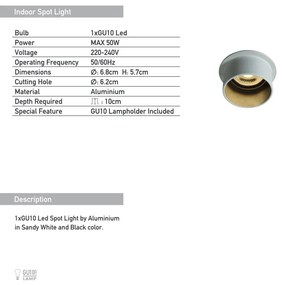 Spot incastrabil GU10 Chuck alb/negru