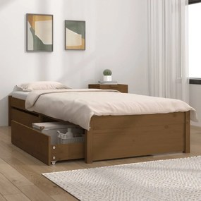 3103456 vidaXL Cadru de pat cu sertare Small Single 2FT6 maro miere 75x190 cm