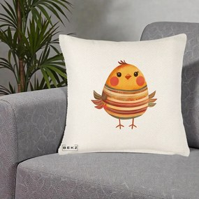 Perna Decorativa Pui Kawaii Portocaliu Dungi Calde, 40x40 cm, Crem Reliefat, Husa Detasabila, Perna Inclusa, BEKZ®